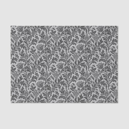 William Morris Thistle Damask, Silver Gray / Grau Seidenpapier (Vorderseite)