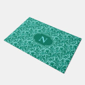 William Morris Thistle Damask, Türkis und Aqua Fußmatte (Schrägansicht)