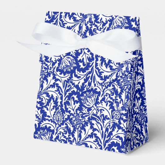 William Morris Thistle Damask White über Cobalt Bl Geschenkschachtel (Vorderseite)