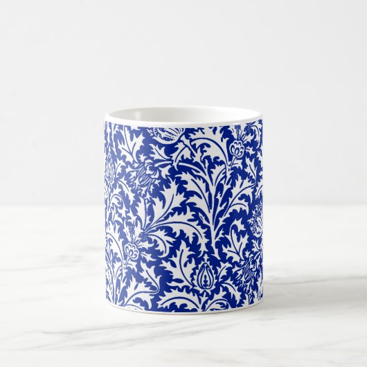 William Morris Thistle Damask White über Cobalt Bl Kaffeetasse (Mittel)