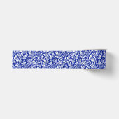 William Morris Thistle Damask White über Cobalt Bl Ripsband (Vorderseite)