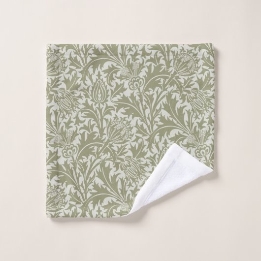 William Morris Thistle Sage Green Pattern Badhandtuch Set (Waschlappen)