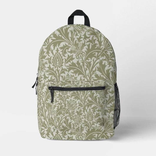 William Morris Thistle Sage Green Pattern Bedruckter Rucksack (Vorderseite)