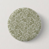 William Morris Thistle Sage Green Pattern Button (Vorderseite)