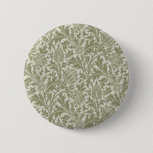 William Morris Thistle Sage Green Pattern Button (Vorderseite)