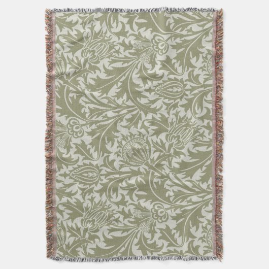 William Morris Thistle Sage Green Pattern Decke (Vorderseite Vertikal)