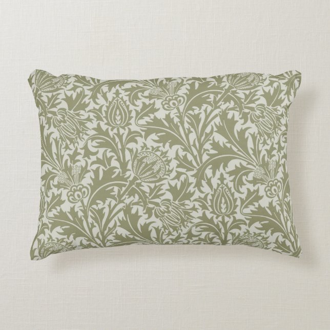 William Morris Thistle Sage Green Pattern Dekokissen (Vorderseite)