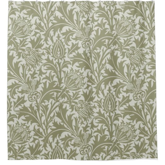 William Morris Thistle Sage Green Pattern Duschvorhang (Vorderseite)