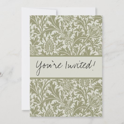 William Morris Thistle Sage Green Pattern Einladung (Vorderseite)