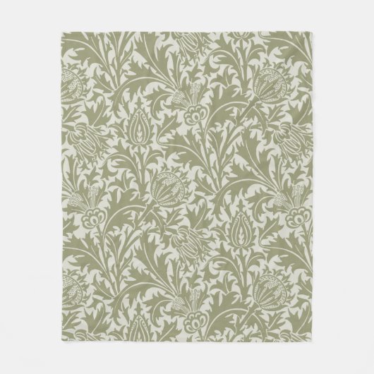 William Morris Thistle Sage Green Pattern Fleecedecke (Vorderseite)