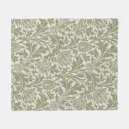 William Morris Thistle Sage Green Pattern Fleecedecke (Vorderseite (Horizontal))