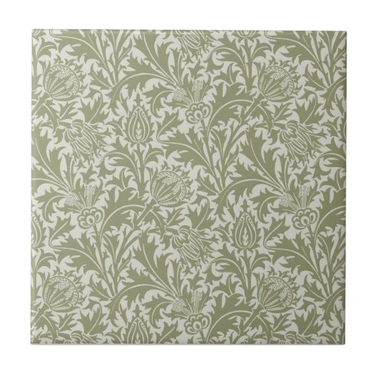 William Morris Thistle Sage Green Pattern Fliese (Vorderseite)