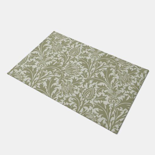 William Morris Thistle Sage Green Pattern Fußmatte (Schrägansicht)