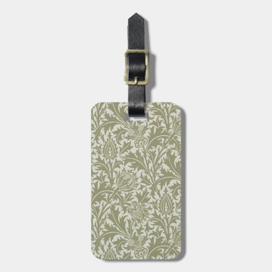 William Morris Thistle Sage Green Pattern Gepäckanhänger (Vorderseite vertikal)
