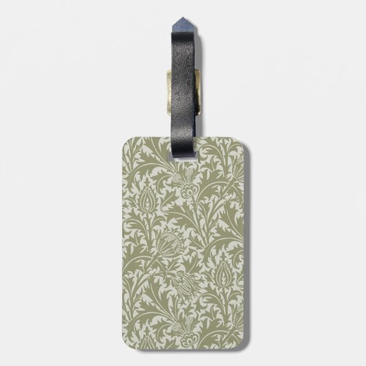 William Morris Thistle Sage Green Pattern Gepäckanhänger (Rückseite vertikal)
