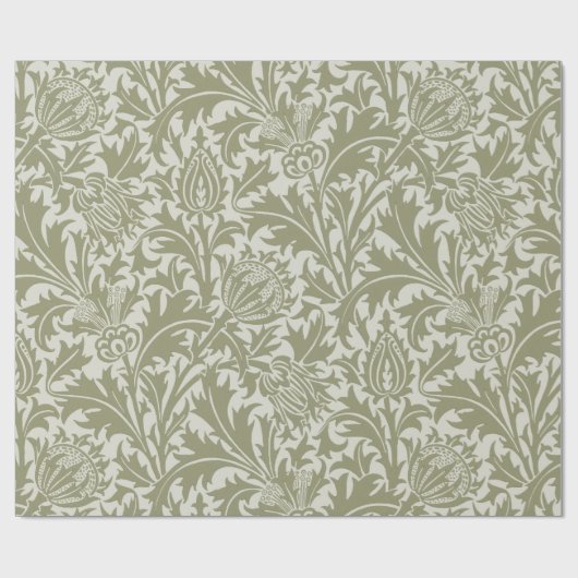 William Morris Thistle Sage Green Pattern Geschenkpapier (Flach)