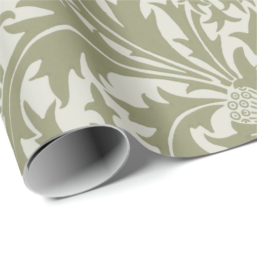 William Morris Thistle Sage Green Pattern Geschenkpapier (Rolleneckpunkt)
