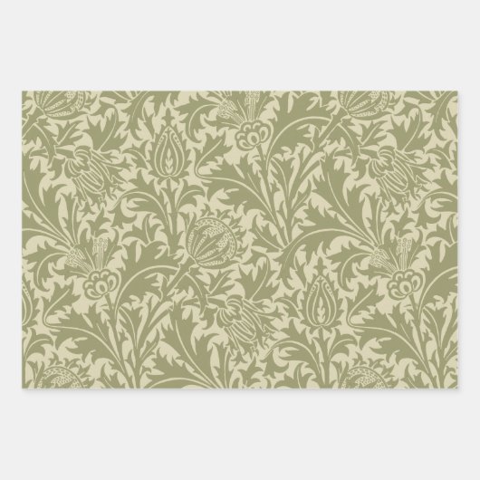 William Morris Thistle Sage Green Pattern Geschenkpapier Set (Vorderseite 3)