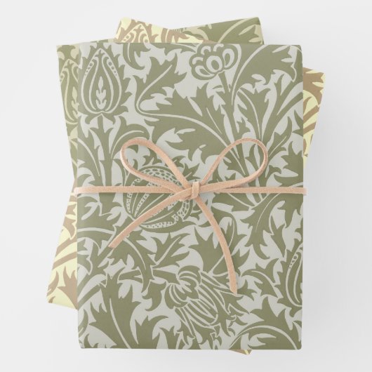 William Morris Thistle Sage Green Pattern Geschenkpapier Set (Beispiel)