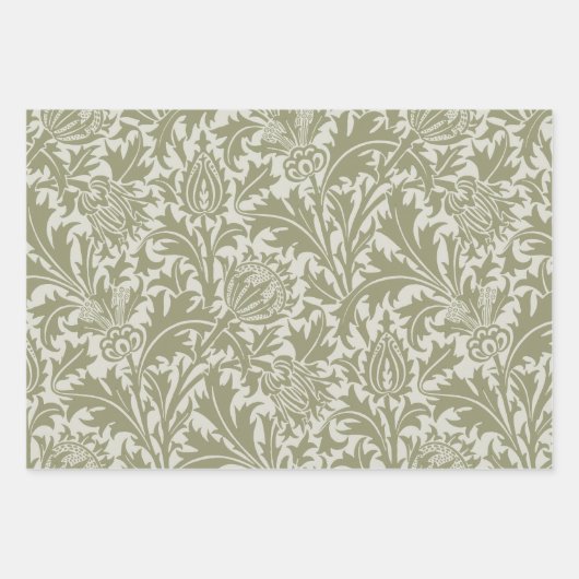 William Morris Thistle Sage Green Pattern Geschenkpapier Set (Vorderseite)