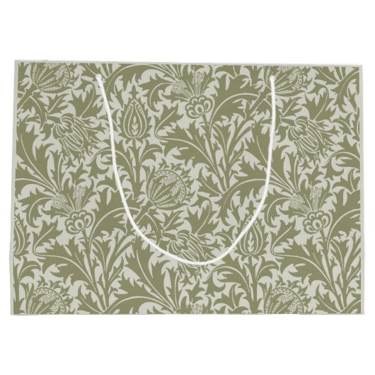 William Morris Thistle Sage Green Pattern Große Geschenktüte (Rückseite)