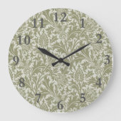 William Morris Thistle Sage Green Pattern Große Wanduhr (Vorderseite)