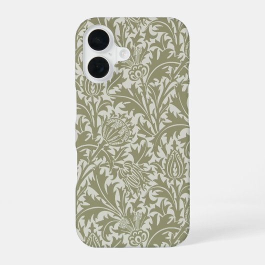 William Morris Thistle Sage Green Pattern iPhone 16 Hülle (Rückseite)