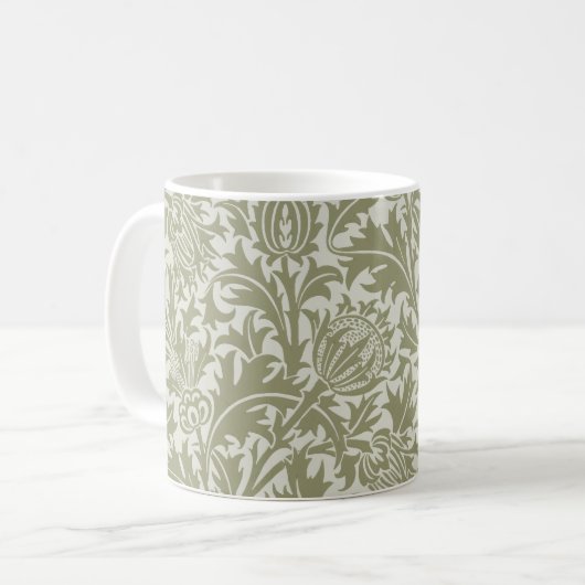William Morris Thistle Sage Green Pattern Kaffeetasse (Vorderseite Links)