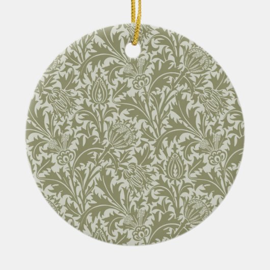 William Morris Thistle Sage Green Pattern Keramik Ornament (Vorne)