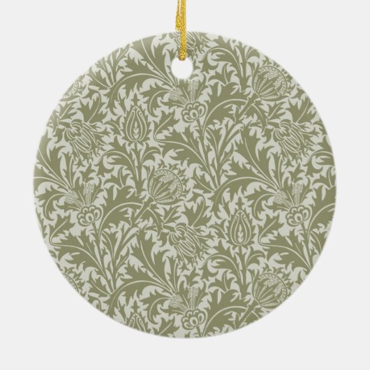 William Morris Thistle Sage Green Pattern Keramik Ornament (Hinten)