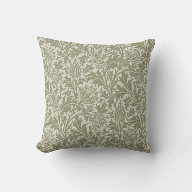 William Morris Thistle Sage Green Pattern Kissen (Vorderseite)