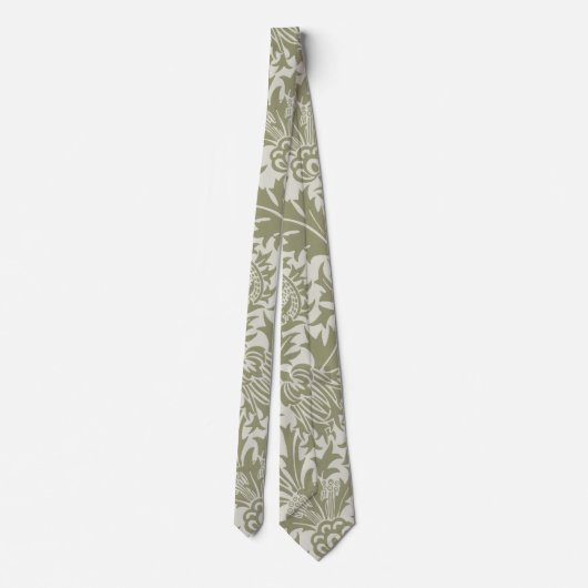 William Morris Thistle Sage Green Pattern Krawatte (Rückseite)