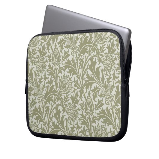 William Morris Thistle Sage Green Pattern Laptopschutzhülle (Vorderseite Links)