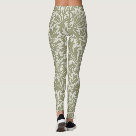 William Morris Thistle Sage Green Pattern Leggings (Rückseite)