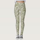 William Morris Thistle Sage Green Pattern Leggings (Vorderseite)