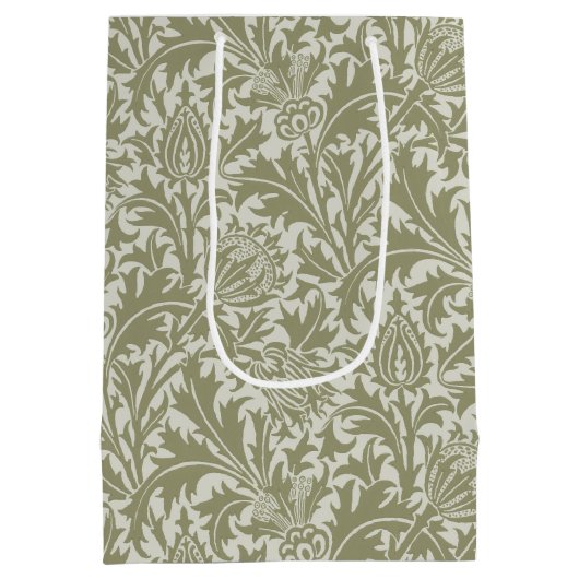 William Morris Thistle Sage Green Pattern Mittlere Geschenktüte (Rückseite)