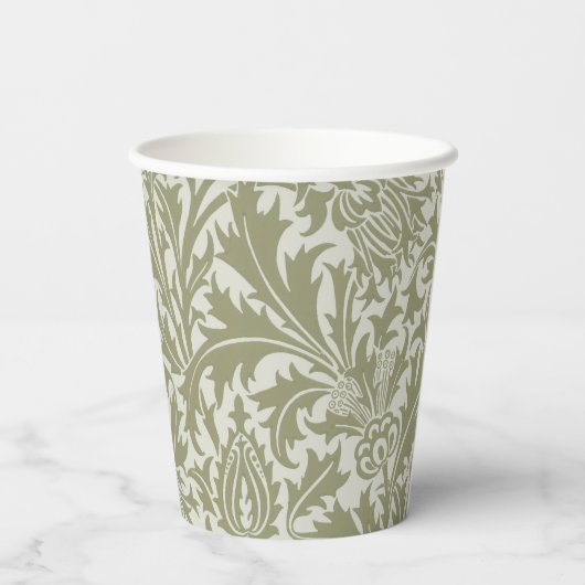 William Morris Thistle Sage Green Pattern Pappbecher (Rückseite)