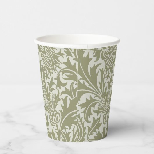 William Morris Thistle Sage Green Pattern Pappbecher (Rechts)