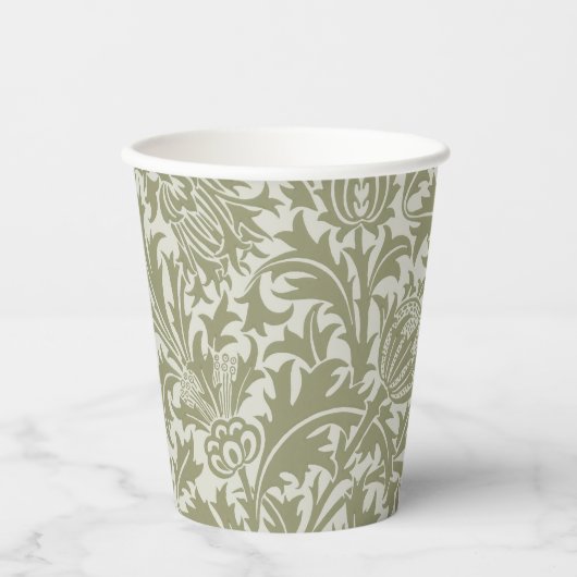 William Morris Thistle Sage Green Pattern Pappbecher (Vorderseite)