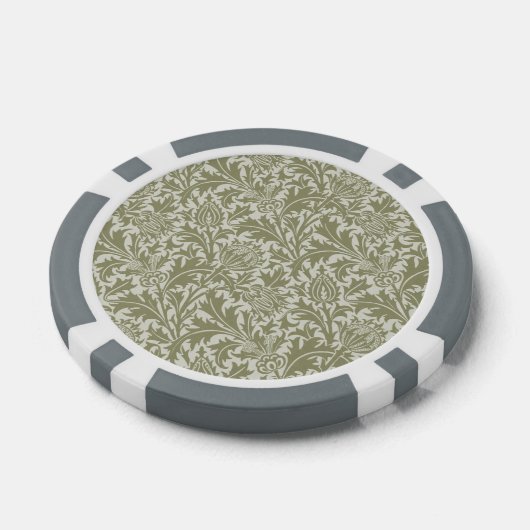 William Morris Thistle Sage Green Pattern Pokerchips (Einzeln)