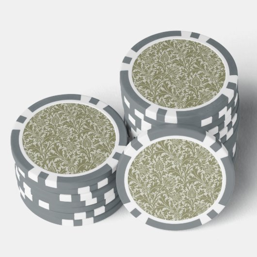 William Morris Thistle Sage Green Pattern Pokerchips (Stapel)