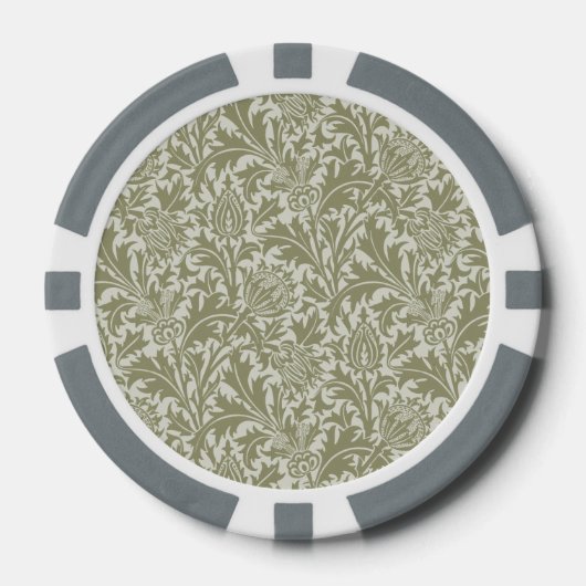 William Morris Thistle Sage Green Pattern Pokerchips (Vorderseite)