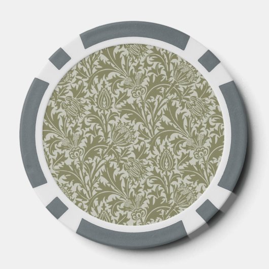 William Morris Thistle Sage Green Pattern Pokerchips (Rückseite)