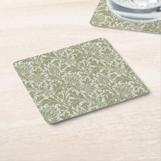 William Morris Thistle Sage Green Pattern Rechteckiger Pappuntersetzer (angewinkelt)