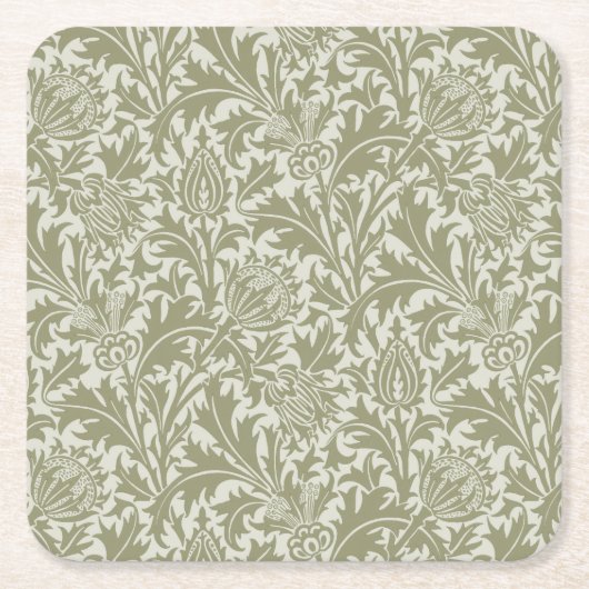 William Morris Thistle Sage Green Pattern Rechteckiger Pappuntersetzer (Vorderseite)