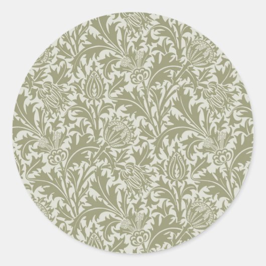 William Morris Thistle Sage Green Pattern Runder Aufkleber (Vorderseite)