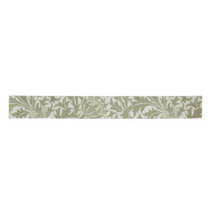 William Morris Thistle Sage Green Pattern Satinband