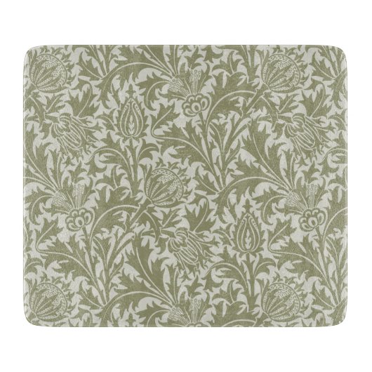 William Morris Thistle Sage Green Pattern Schneidebrett (Vorderseite)