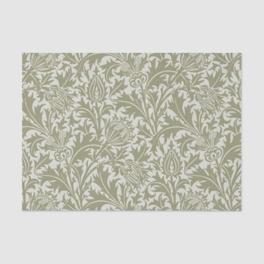 William Morris Thistle Sage Green Pattern Seidenpapier (Vorderseite)