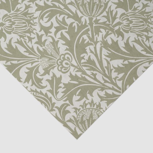 William Morris Thistle Sage Green Pattern Seidenpapier (Ausschnitt)